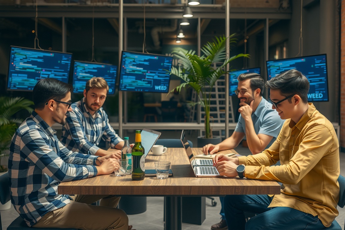 A group of developers having a meeting